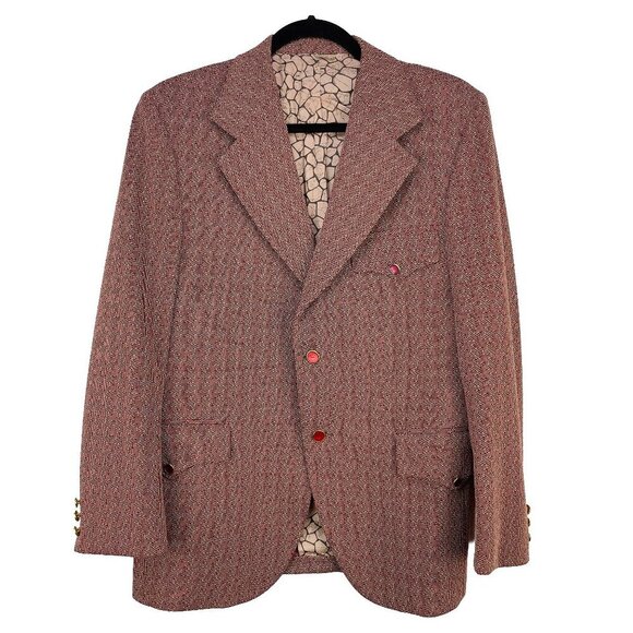 WINDSOR Luxury Single Breasted Purple Pearl Buttons Geometric Red Blazer M - L - Picture 1 of 6
